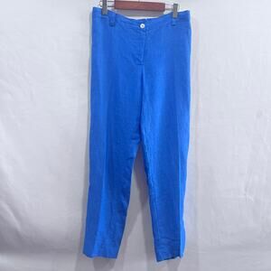 Dea Positano Made in Italy Blue 100% Linen Trouser Pants Women's Small